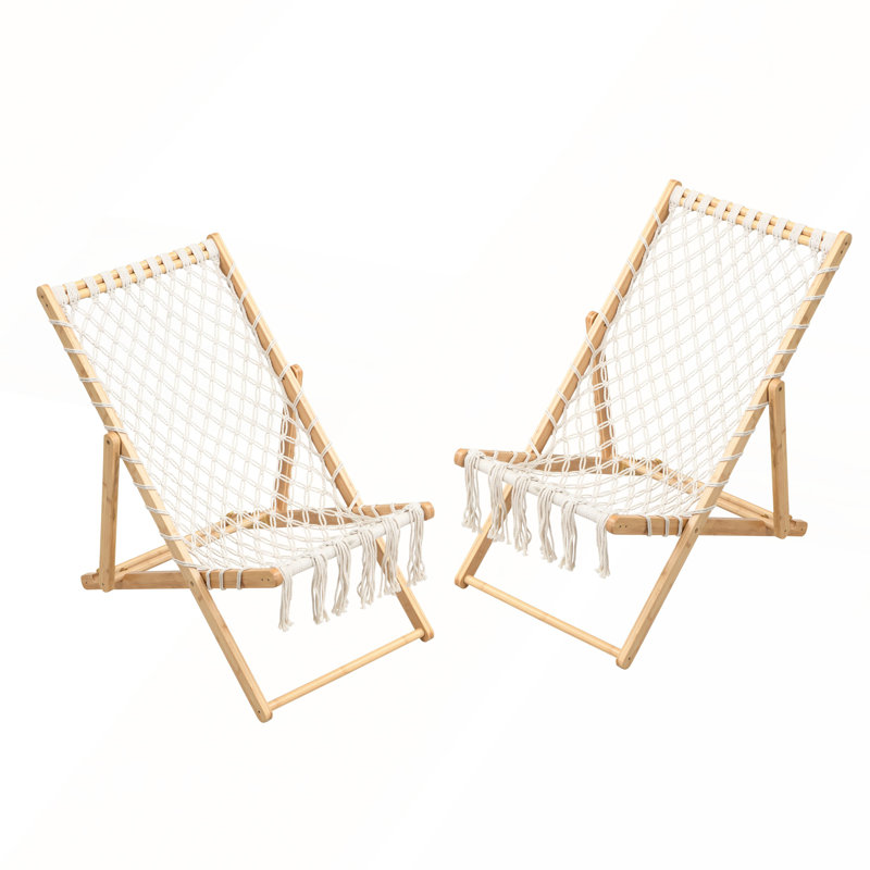 Set of 2 Handwoven Rope Weaving Chairs for Patio and Balcony Comfort