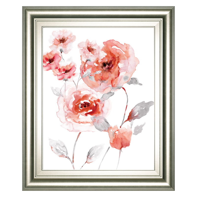 Art mural Blush Blooms - 22 po x 26 po - Cadre argenté
