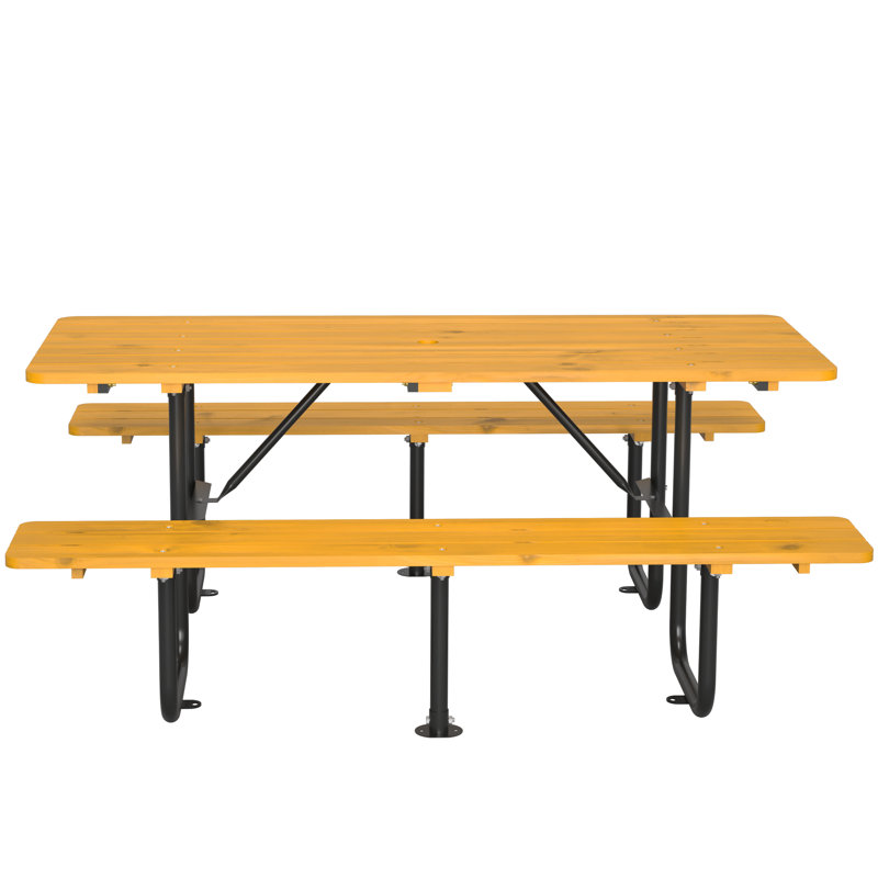 Picnic Table With Metal Frame, Yellow