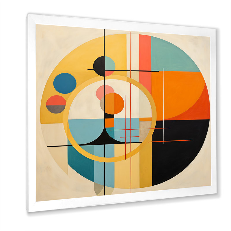 «Odyssey Midcentury Retro Abstract Geometrics», reproduction sur toile, H 24 po x l 24 po x P 1 po, Cadre simple blanc