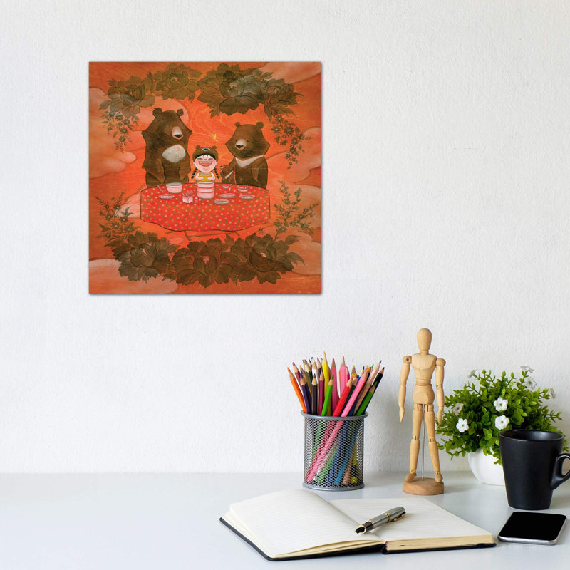 «Three Bears» par Martin Hsu - reproduction d'art, Toile tendue, Pas de tapis, H 12 po x l 12 po x P 0,75 po