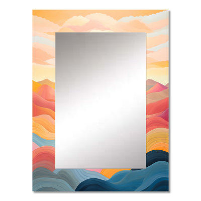 Bold Sunset Mountain Horizon - Sunset Wall Mirror, Pink Decorative Mirror, Printed Metal Art