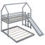 Lit simple superposé simple avec glissade, échelle intégrée et garde-corps double - lit mezzanine pour enfants et adolescents gris-606746794