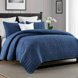 Trapunta Matrimoniale FRYE Ray Pick Stitch, Cotone, Ricamo Geometrico, 92x96 Pollici, Grigia