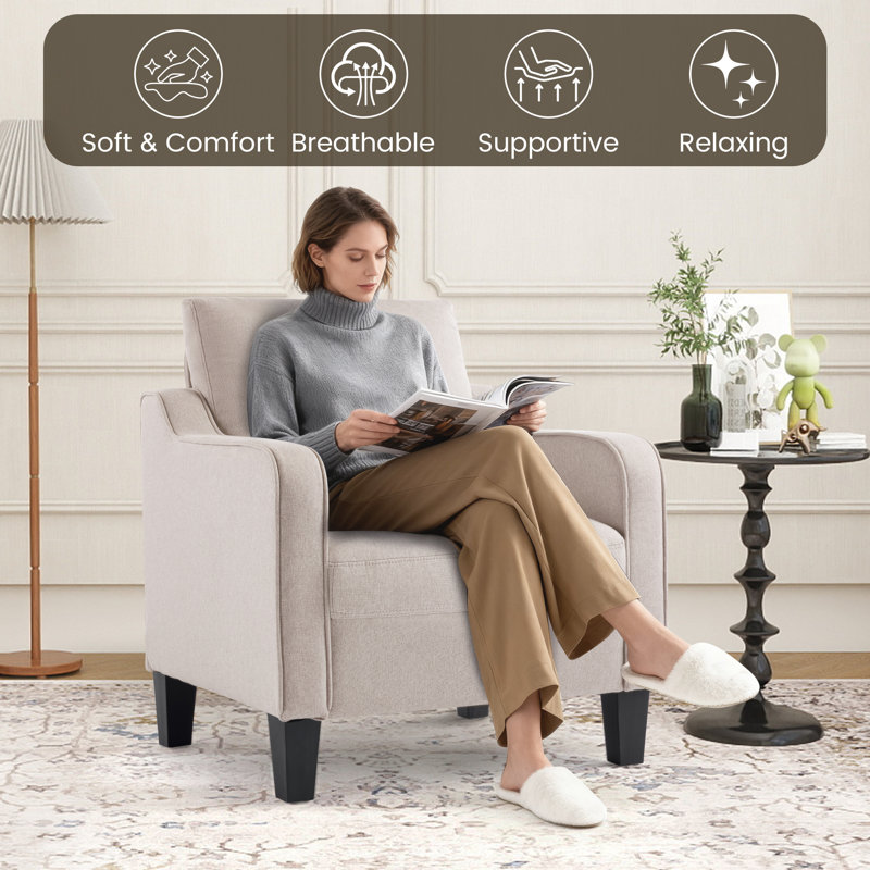 Upholstered Armchair, Beige