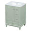 Meuble-lavabo autoportant vert 24 po avec lavabo et tiroirs, panneau de fibres à densité moyenne moderne et armoire en bois massif pour les petites salles de bain