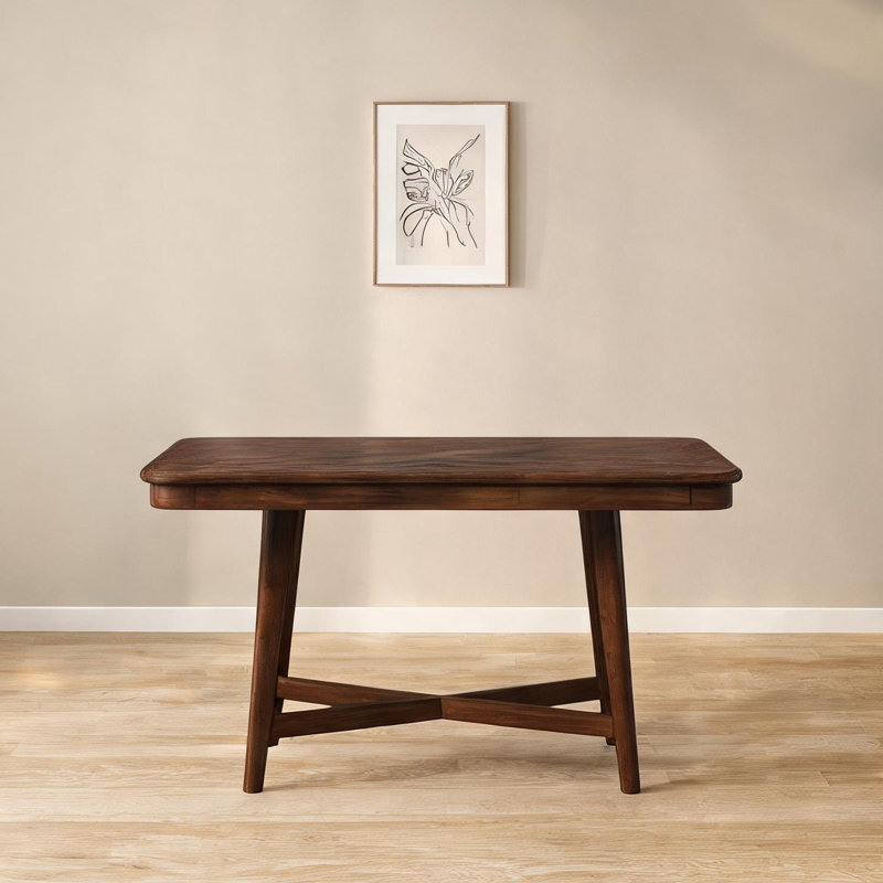 Compact Dining Table for Kitchen Nooks, Solid Wood Construction with Cherry Finish, 54 Inch Wide Rectangular Top