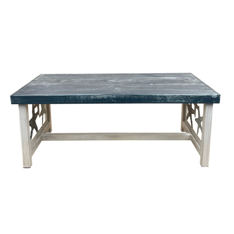 ENSEMBLE DE TABLE NAUTICAL  1 table de canapé rectangulaire, 1 table basse rectangulaire, 2 tables de bout carrées en fer