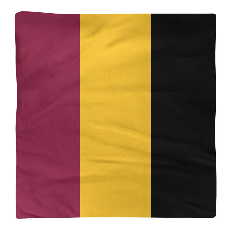 Striped Square Napkin, Maroon/Yellow/Black, Cotton Twill, 10" H x 10" W x 0.25" D