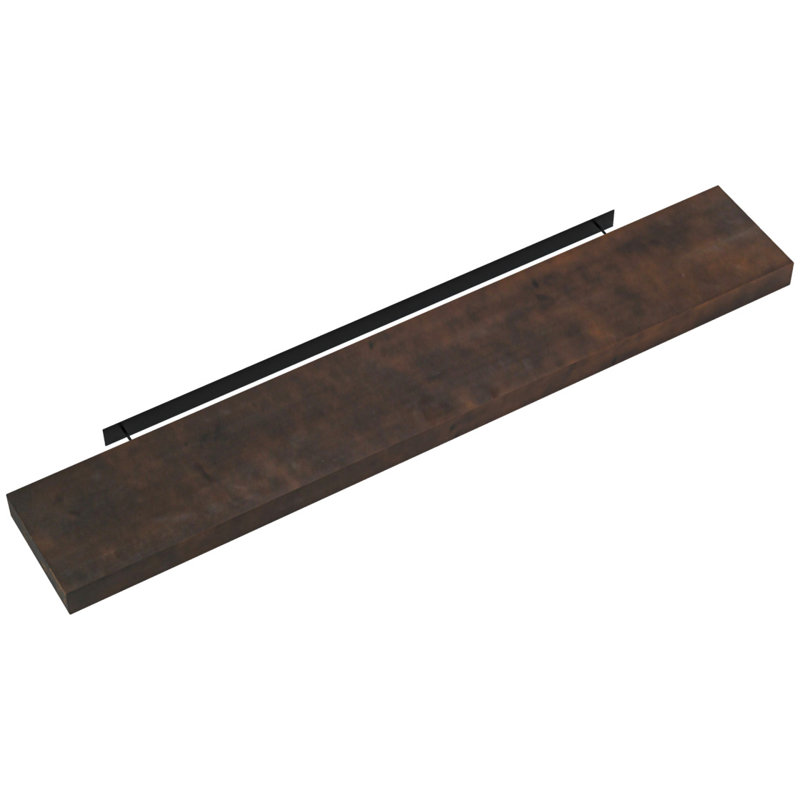 HOMCOM 48 Inch Fireplace Mantel, Floating Farmhouse Solid Fir Wood Shelf, Handmade Heavy Duty Wall Mounted Shelf, With Metal Bracket, Walnut Brown
