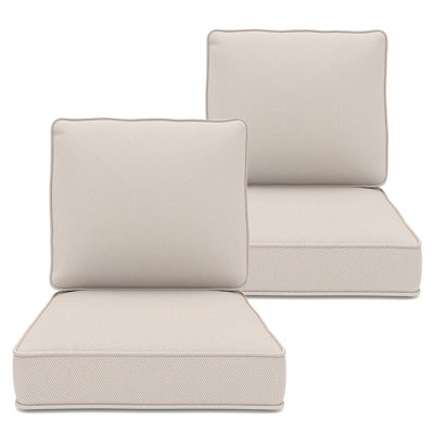 Outdoor Deep Seat Cushion Set Of 2, 23" X 24" X 4" High-Density Foam Patio Chair Cushion, Water-Repellent  UV-Resistant Olefin Fabric Cushion For Cha