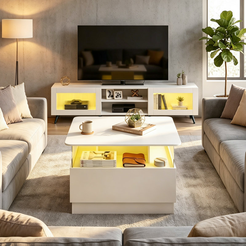 Meuble télé et table basse, Blanc