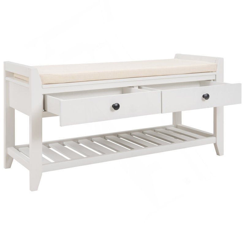 Range-chaussures avec siège rembourré et tiroirs, banc de rangement polyvalent pour hall d'entrée (blanc), Blanc