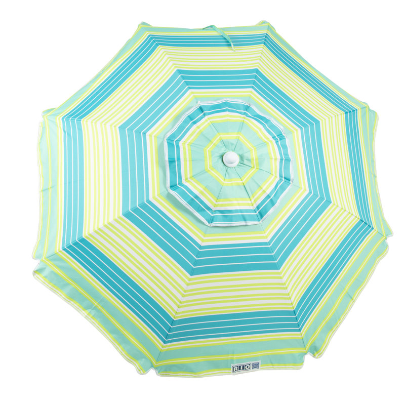 6 ft. Multicolor Beach Umbrella with White Steel Frame