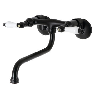 Kingston Brass KS615PN Wall Mount Bathroom Faucet, Polished Nickel