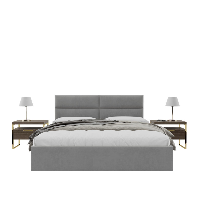 Sapan Upholstered Headboard, King, Micro Suede Charcoal Gray