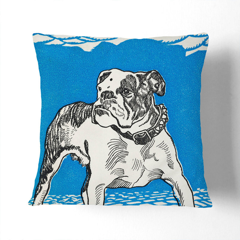 Bulldog Square Throw Cushion, 55cm H x 55cm W x 20cm D, Black