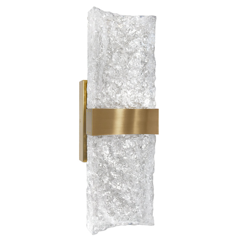 Integrated LED 20" Brass Modern Wall Light with Handmade Textured Glass for Living Room Hallways Entryway Bedroom, Brass