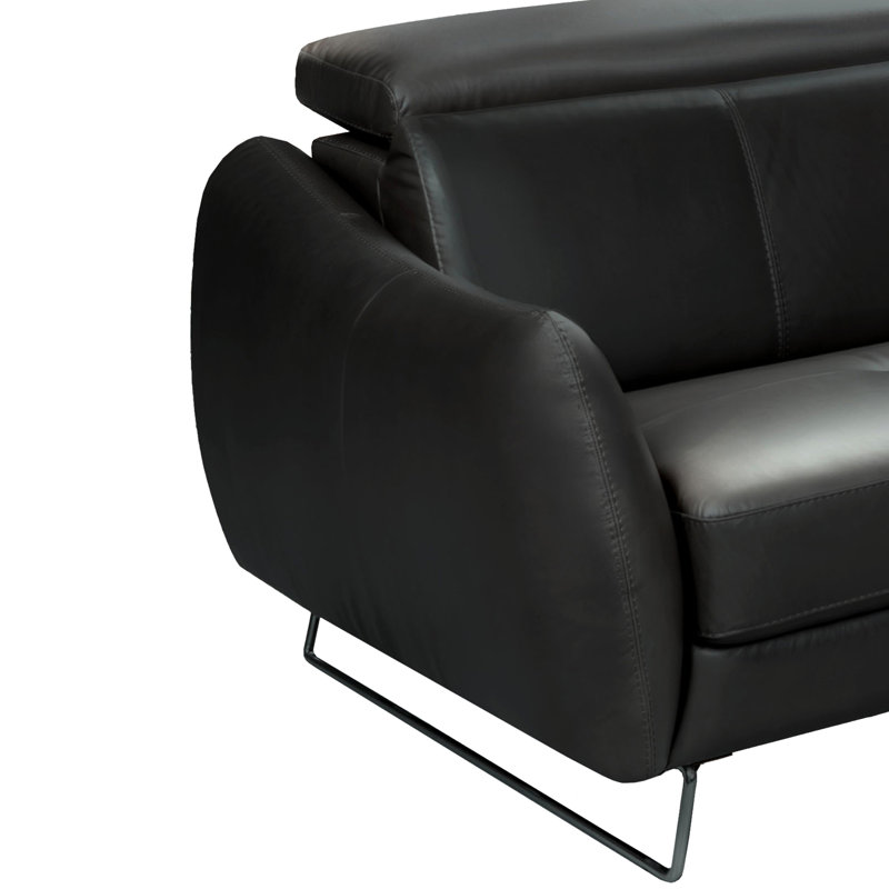  Canapé modulaire en cuir véritable gris foncé Firenze, Orienté à droite