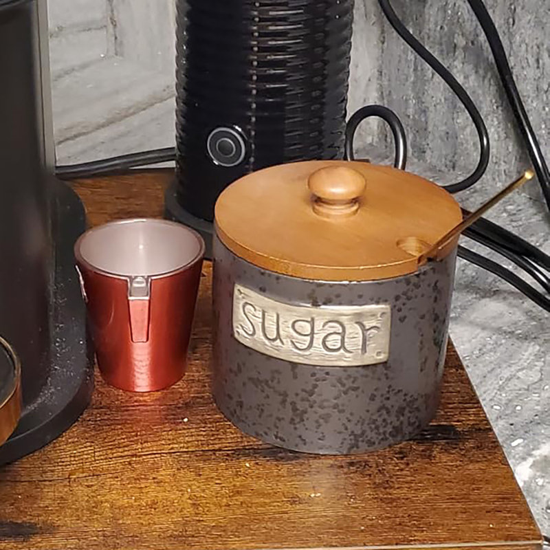 Bol à sucre en céramique avec couvercle et cuillère à café 15 oz