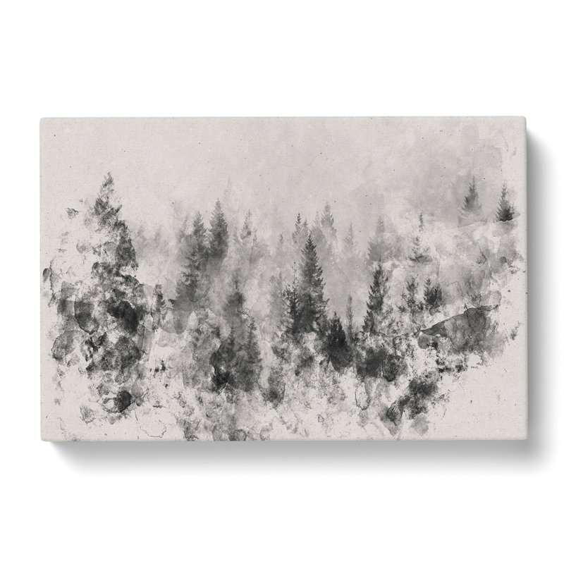 The Misty Forest Watercolour - Wrapped Canvas Print, 40cm H x 60cm W x 3cm D
