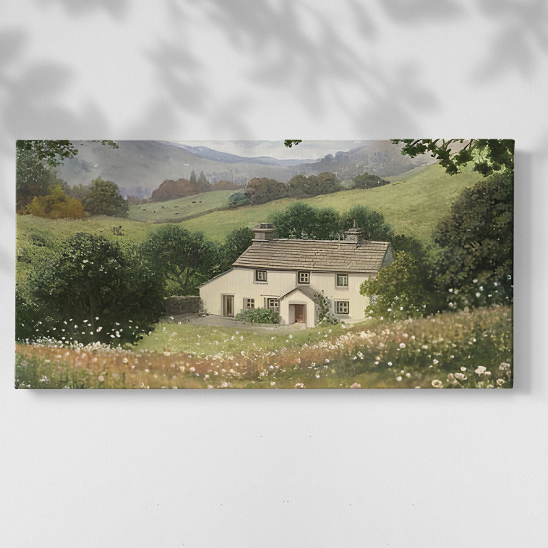«Landscape Series» -CCCCLIXIX- Toile tendue avec châssis tendue, prête à être accrochée, H 25 po x l 49 po, Doré