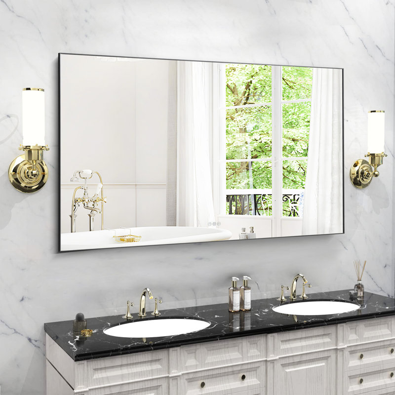Miroir de salle de bain à DEL avec rétro-éclairage, multifonction, cendres, 36 po x 60 po