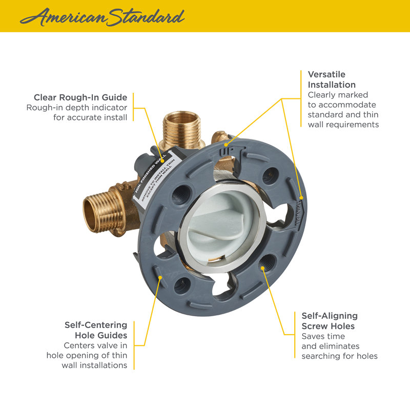 American Standard Brass Shower Rough-In Valve with Universal Inlets/Outlets