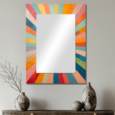 Colorful Mid Century Optical Serenade I - Large Wall Mirror On Metal