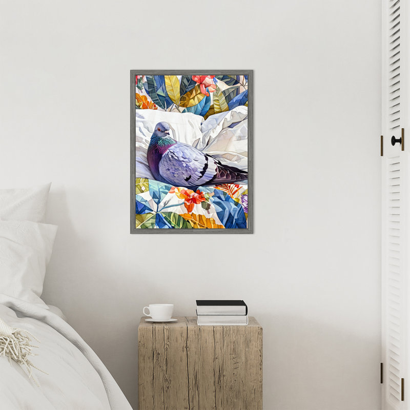 "Pigeon Blue" par Ilora, reproduction d'art sur toile encadrée, H 24 po x l 18 po