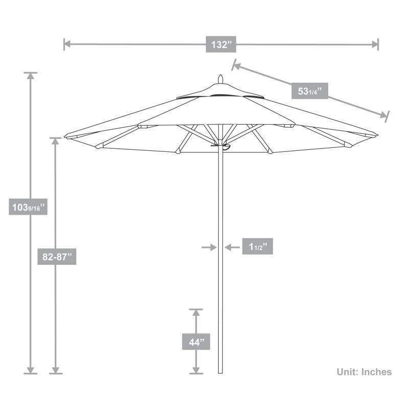 Parasol en fibre de verre 9 pi, Marine