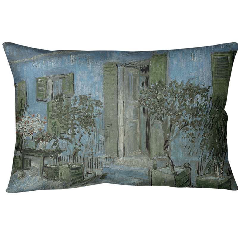 Entrée d’un restaurant dans un coussin lombaire asnieres, Bleu, Faux lin