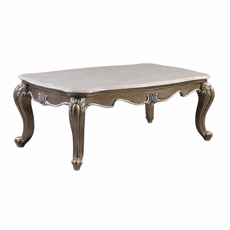 Miliani Marble Top Coffee Table, Antique Bronze