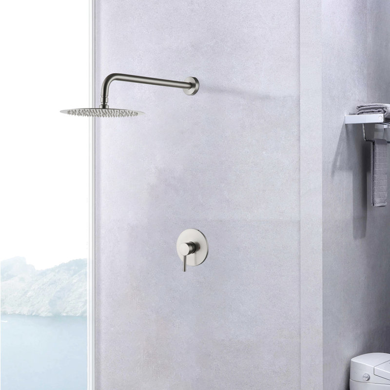 Robinet de douche mural en nickel brossé avec valve