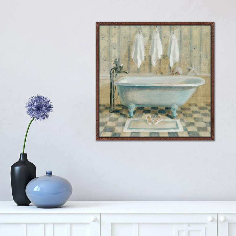Victorian Bath IV by Danhui Nai - Print on Canvas, Classic Brown Wood Framed, 45.72 cm H x 45.72 cm W