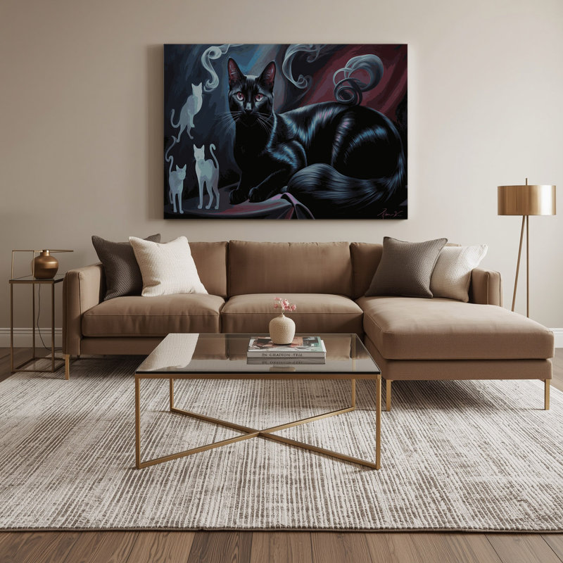 Cats Bombay, art mural sur toile grise, H 16 po x l 20 po