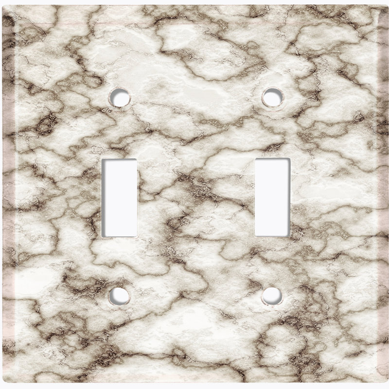 Marble Gray Print 1 Patterned 2 - Gang Toggle Light Switch Standard Wall Plate