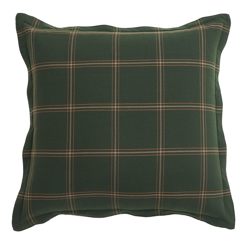 Windowpane Black/Hunter Green/White Polyester Piece Sham, Hunter Green