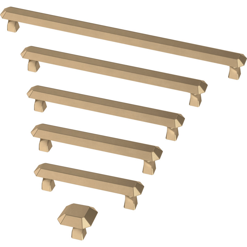 Champagne Bronze Brass Bar Pulls with Mounting Hardware, Set of 5