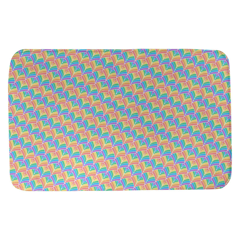 Tapis de bain en arc-en-ciel pastel Avicia, l 17 po x L 24 po, Bleu/rouge/vert