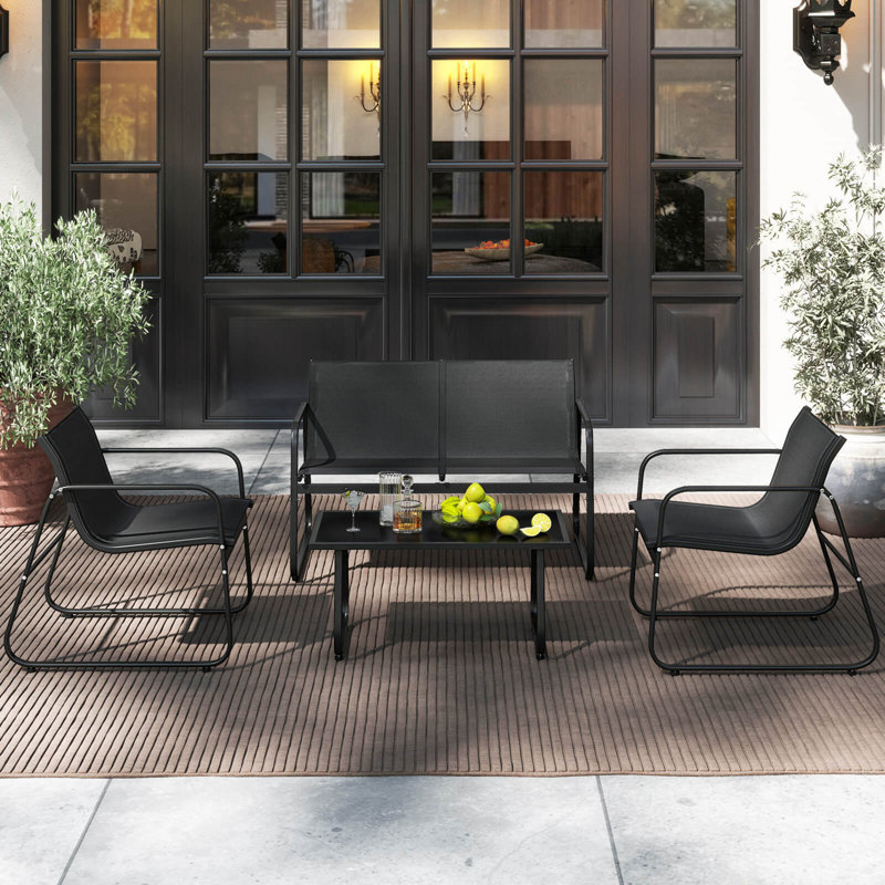 Ensemble de 8 chaises de jardin en tissu pour patio avec causeuse et table basse