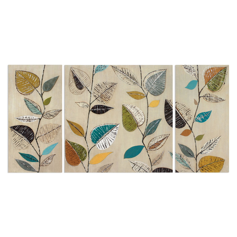 « danse leaves iii », reproduction d’image multi-parties sur toile, H 40 po x l 80 po x P 1,5 po