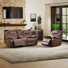 2-Piece Classic Faux Leather Living Room Set With Reclining Loveseat & Chair, Console With Cup Holders & Storage