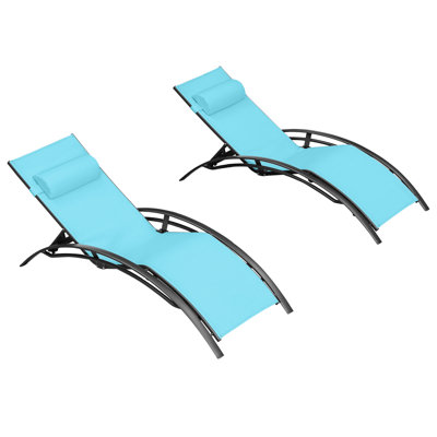 Patio Chaise Lounge Double Outdoor Beach Pool Sunbathing Lawn Lounger Recliner Outside Tanning Chairs For All Weather