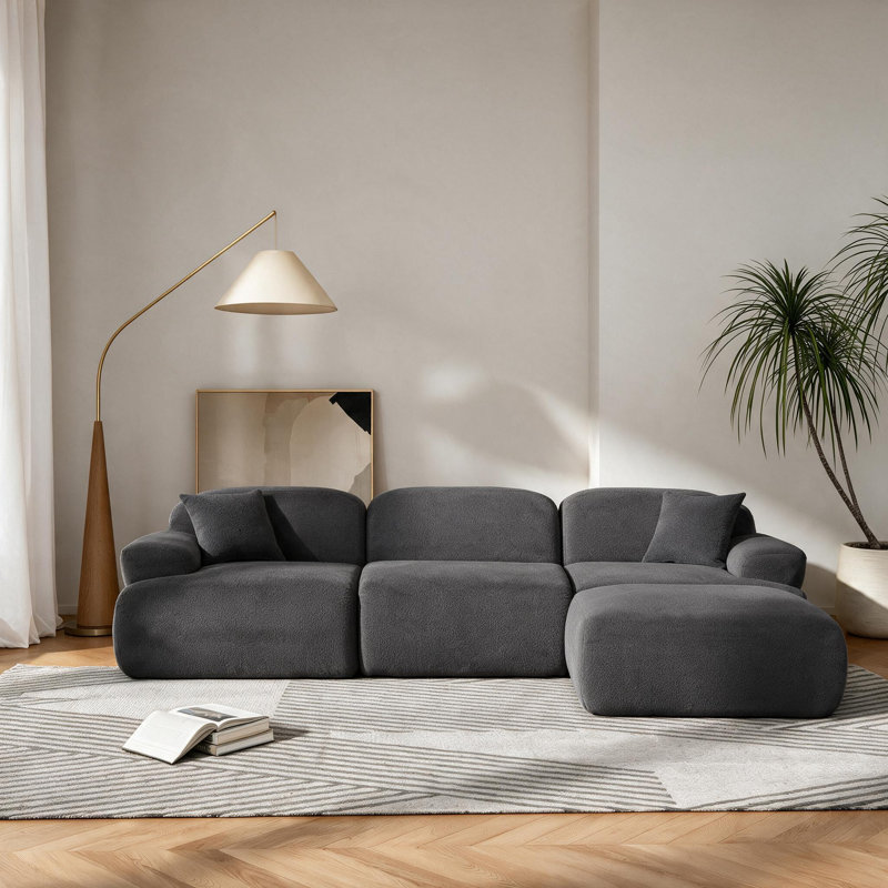Canapé modulaire 118,5 po Comfy Cloud, Chenille gris foncé