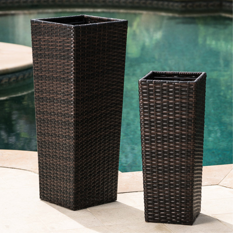 2 Brown Flower Pots - With Iron Core In Including, Brown