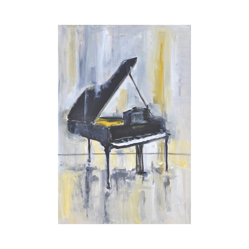 Piano In Gold II by Allayn Stevens - Wrapped Canvas Painting, 20.32 cm H x 30.48 cm W