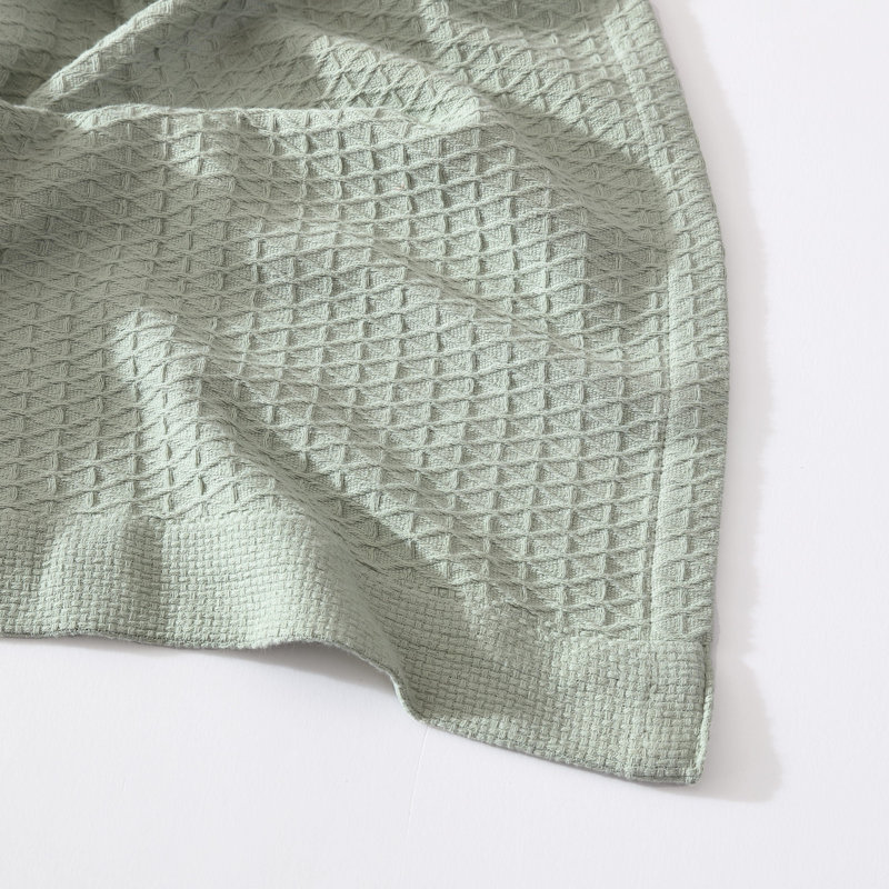 Sage Green King Cotton Reversible Textured Blanket