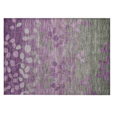 Machine Washable Indoor/Outdoor Xhevrie Purple Rug