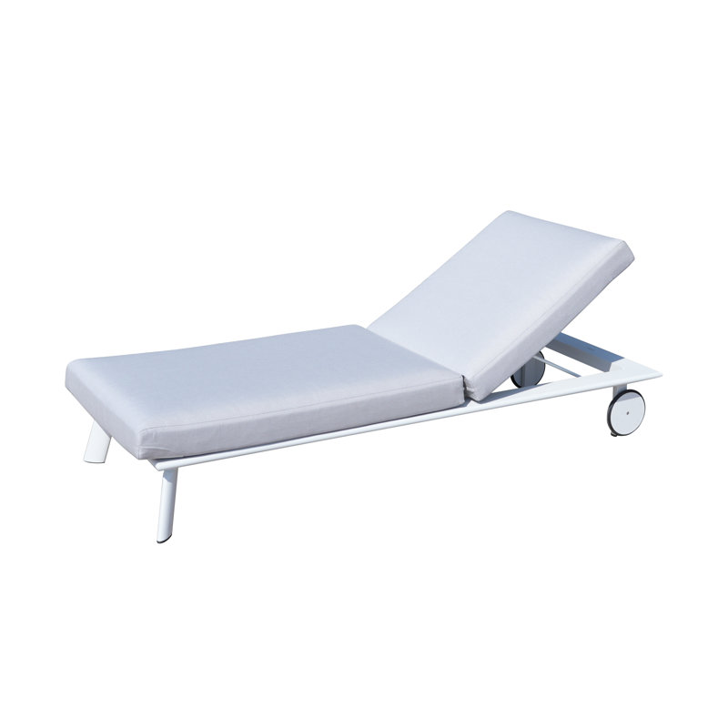 Jakobi Outdoor Metal Chaise Lounge , Cushion Included, Beige, White
